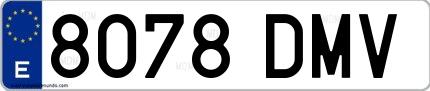 Ejemplo de matrícula española 8078 DMV