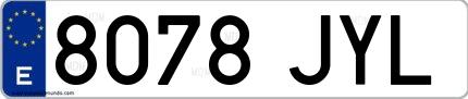 Ejemplo de matrícula española 8078 JYL