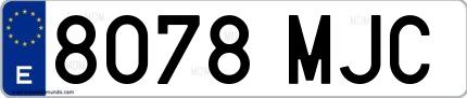 Ejemplo de matrícula española 8078 MJC