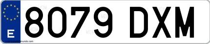 Ejemplo de matrícula española 8079 DXM