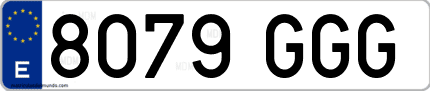 Ejemplo de matrícula de coche ordinaria 8079 GGG
