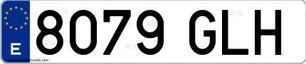 Ejemplo de matrícula española 8079 GLH