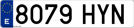Ejemplo de matrícula de coche ordinaria 8079 HYN