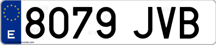 Ejemplo de matrícula de coche ordinaria 8079 JVB