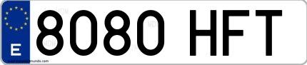 Ejemplo de matrícula española 8080 HFT