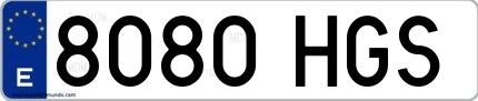 Ejemplo de matrícula española 8080 HGS