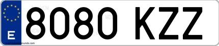 Ejemplo de matrícula española 8080 KZZ