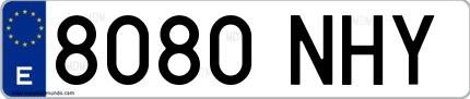 Ejemplo de matrícula española 8080 NHY