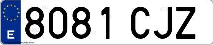 Ejemplo de matrícula española 8081 CJZ