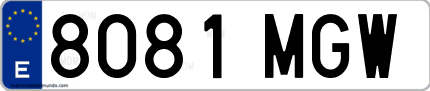 Ejemplo de matrícula de coche ordinaria 8081 MGW