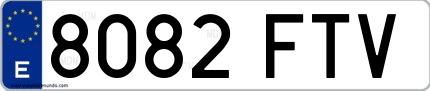 Ejemplo de matrícula española 8082 FTV