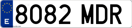 Ejemplo de matrícula de coche ordinaria 8082 MDR