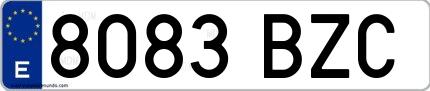 Ejemplo de matrícula española 8083 BZC