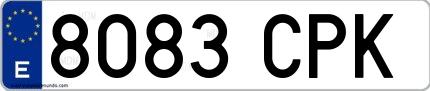 Ejemplo de matrícula española 8083 CPK