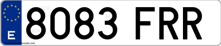 Ejemplo de matrícula de coche ordinaria 8083 FRR