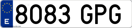Ejemplo de matrícula de coche ordinaria 8083 GPG