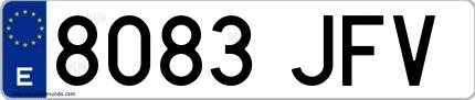 Ejemplo de matrícula española 8083 JFV