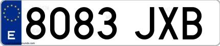 Ejemplo de matrícula española 8083 JXB