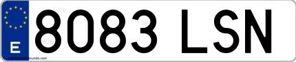 Ejemplo de matrícula española 8083 LSN