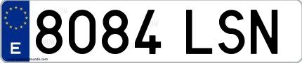 Ejemplo de matrícula española 8084 LSN