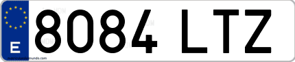 Ejemplo de matrícula de coche ordinaria 8084 LTZ