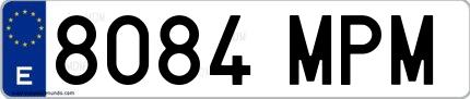 Ejemplo de matrícula española 8084 MPM