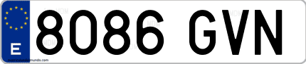 Ejemplo de matrícula de coche ordinaria 8086 GVN