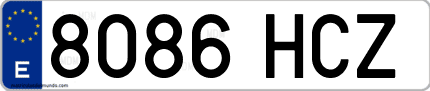 Ejemplo de matrícula de coche ordinaria 8086 HCZ