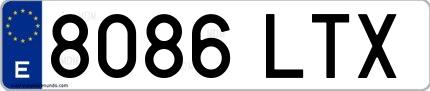 Ejemplo de matrícula española 8086 LTX