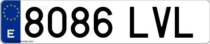 Ejemplo de matrícula española 8086 LVL
