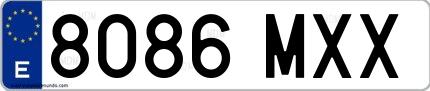 Ejemplo de matrícula española 8086 MXX
