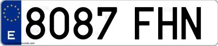 Ejemplo de matrícula española 8087 FHN