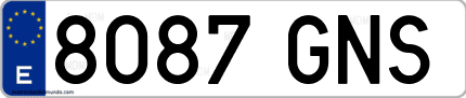 Ejemplo de matrícula de coche ordinaria 8087 GNS