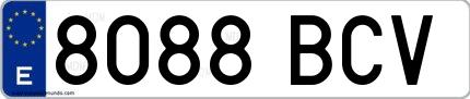 Ejemplo de matrícula española 8088 BCV