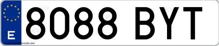 Ejemplo de matrícula española 8088 BYT