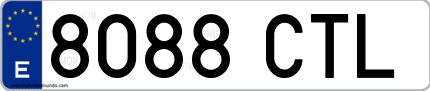 Ejemplo de matrícula de coche ordinaria 8088 CTL