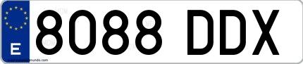 Ejemplo de matrícula española 8088 DDX