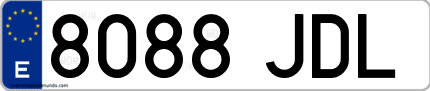 Ejemplo de matrícula de coche ordinaria 8088 JDL