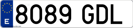 Ejemplo de matrícula de coche ordinaria 8089 GDL