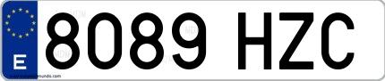 Ejemplo de matrícula española 8089 HZC