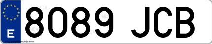 Ejemplo de matrícula española 8089 JCB