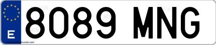 Ejemplo de matrícula española 8089 MNG