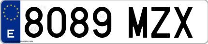 Ejemplo de matrícula de coche ordinaria 8089 MZX