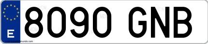 Ejemplo de matrícula española 8090 GNB