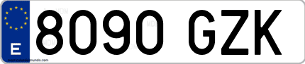 Ejemplo de matrícula de coche ordinaria 8090 GZK