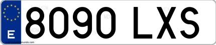 Ejemplo de matrícula española 8090 LXS