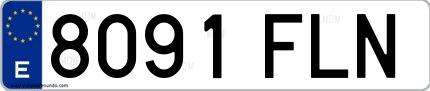 Ejemplo de matrícula española 8091 FLN
