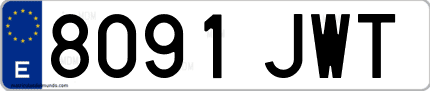 Ejemplo de matrícula de coche ordinaria 8091 JWT