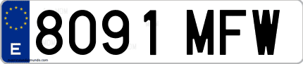 Ejemplo de matrícula de coche ordinaria 8091 MFW