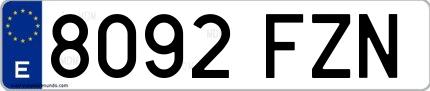 Ejemplo de matrícula española 8092 FZN